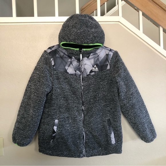 Gerry Boy’s Gray Camo Puffer Reversible Fleece Hooded Jacket Size L 14/16 Youth - Picture 6 of 16